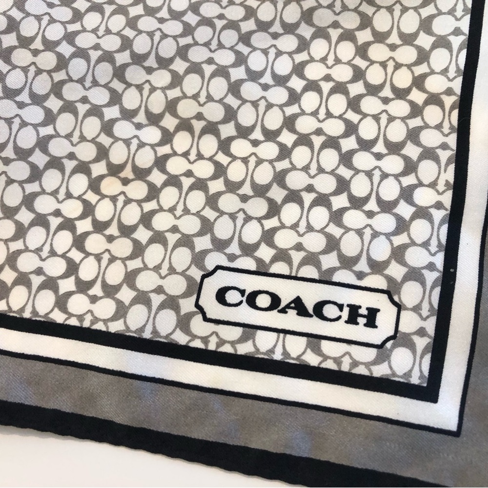 Coach Monogram Gray & White Silk Scarf